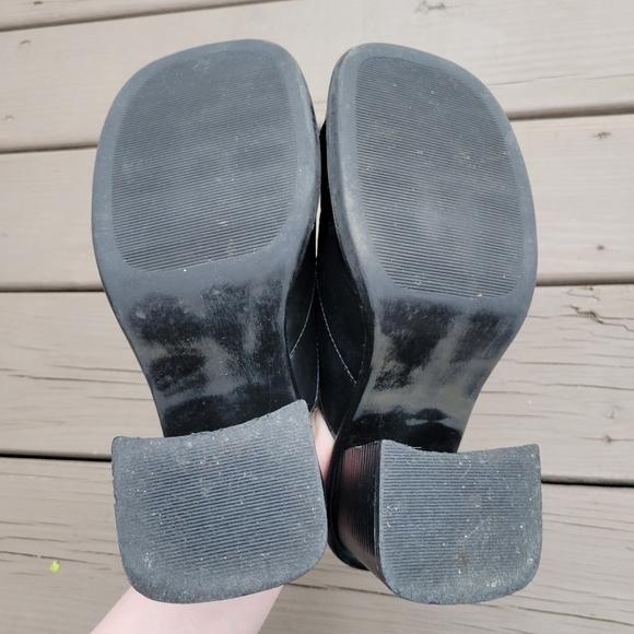 Vintage 90s y2k Bratz Black Vegan Faux Leather Super Chunky Square Toe Mules 7.5 - Picture 6 of 9